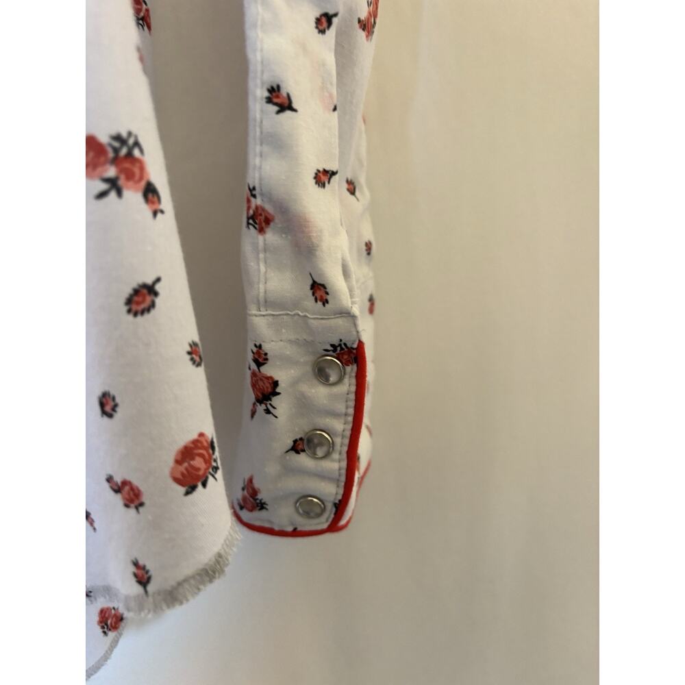 Vtg Karman Western Shirt Small Mens Snap Button Up White Floral - Picture 3 of 8